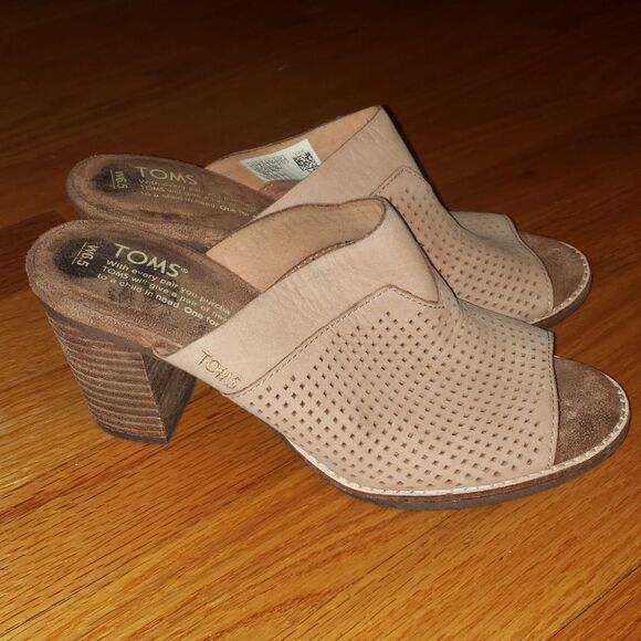 Toms Slip-On Peeptoe Heels - Picture 1 of 7